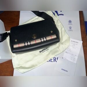 Authentic Burberry classic print with logo strap Note Bag